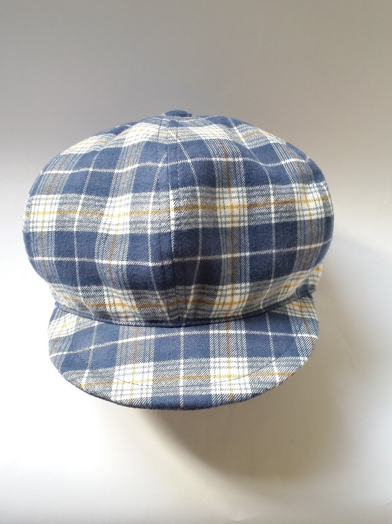 蓝条格纹幼儿报童帽 - 围嘴/口水巾 - 其他材质 蓝色