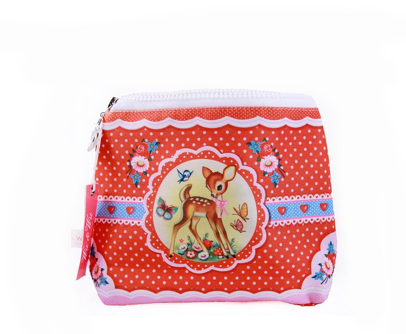 [SUSS] 英国Wu&Wu复古童趣插画设计小鹿化妆包/收纳包-现货免运-适生日/圣诞/礼物 - 化妆包/杂物包 - 其他材质 红色