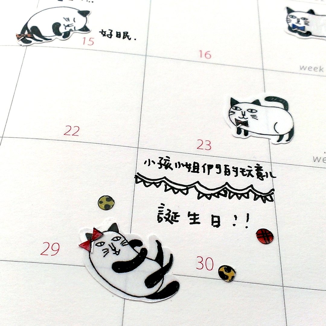 【贴纸】花咪与蝴蝶结贴纸(含15只胖猫及玩具装饰贴纸) - 贴纸 - 纸 白色