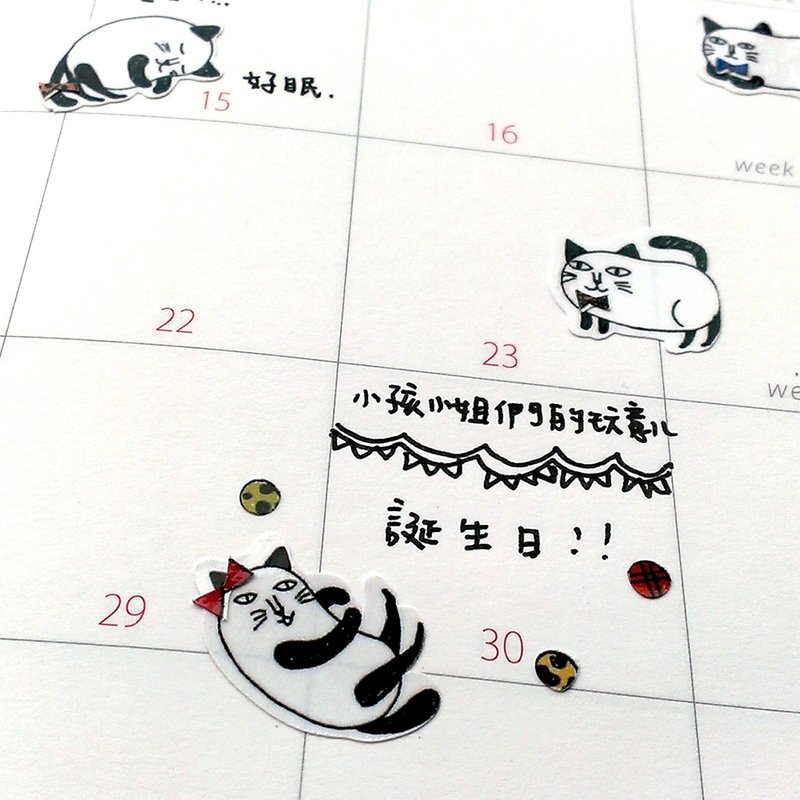 【贴纸】花咪与蝴蝶结贴纸(含15只胖猫及玩具装饰贴纸) - 贴纸 - 纸 白色