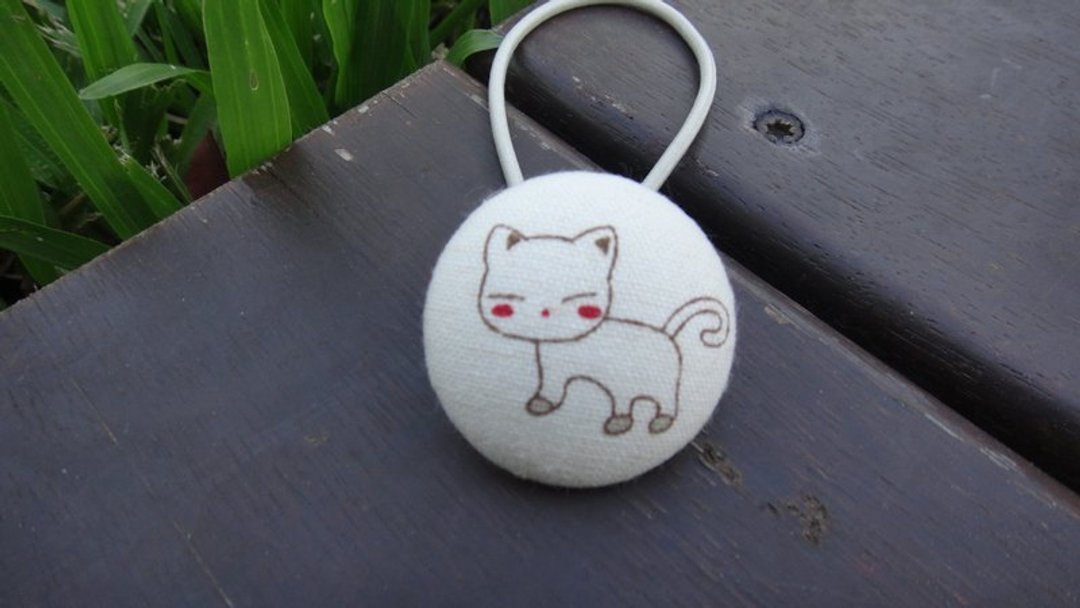 手感布包扣发束 - Cat - 发饰 - 其他材质 白色