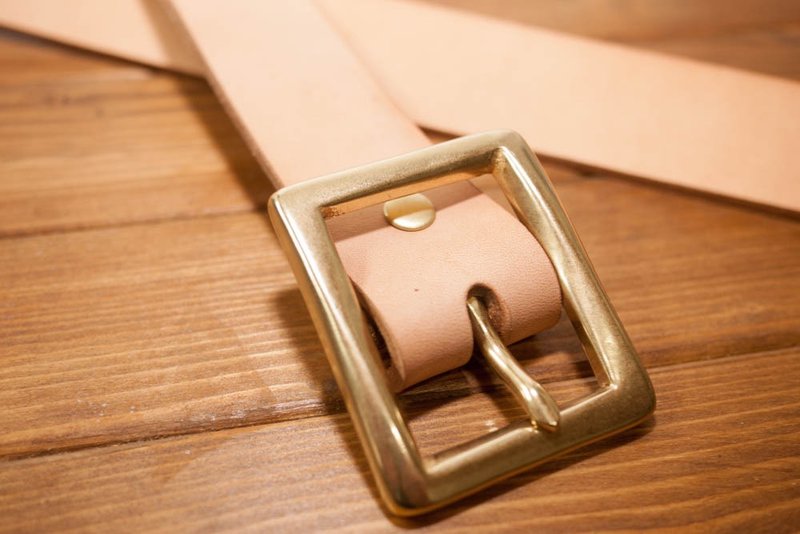 Dreamstation 皮革鞄研所，意大利植鞣革3.5CM手工皮带(原色)-腰带/皮带/黄铜 - 皮带/腰带 - 真皮 咖啡色