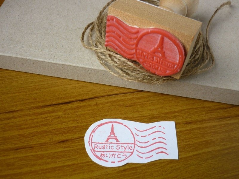 蝶古巴特邮戳章-巴黎铁塔邮戳章~日文章~定制化店章 - 印章/印台 - 木头 卡其色