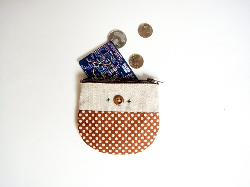 {栀子手铺}红底小白点半圆零钱包 - 零钱包 - 其他材质 红色