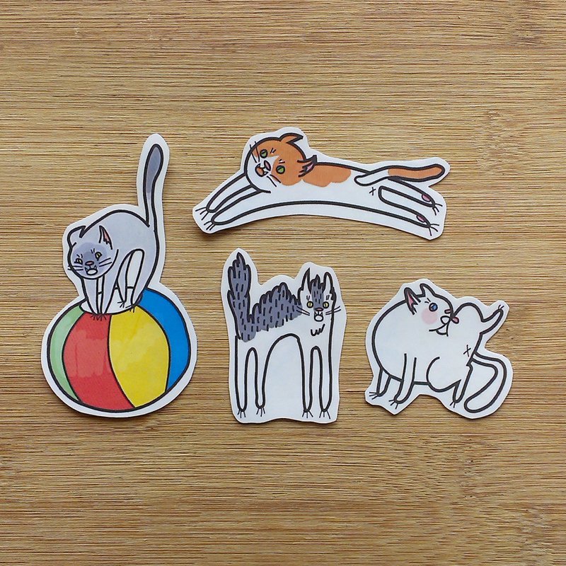 捣蛋鬼 猫贴纸8入 - 贴纸 - 纸 多色