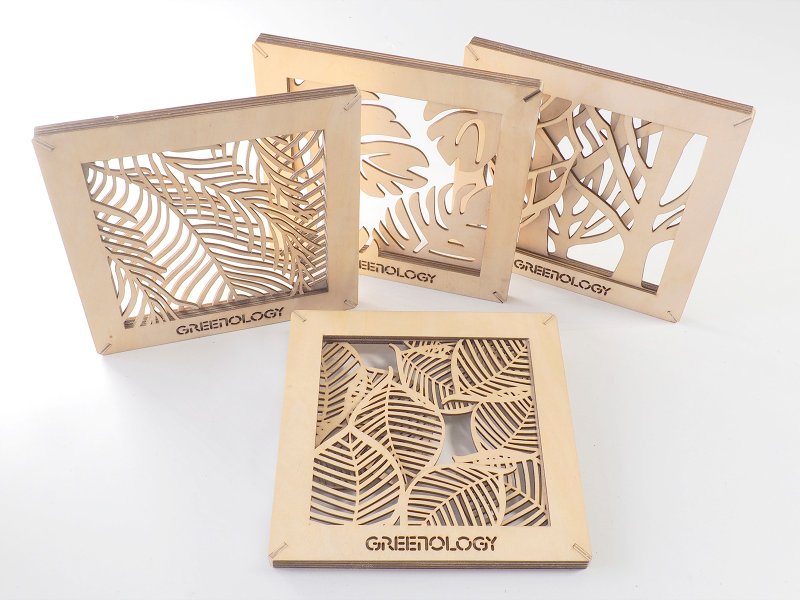 Greenology 挂墙木雕装饰 (1套4件) - 摆饰 - 木头 咖啡色