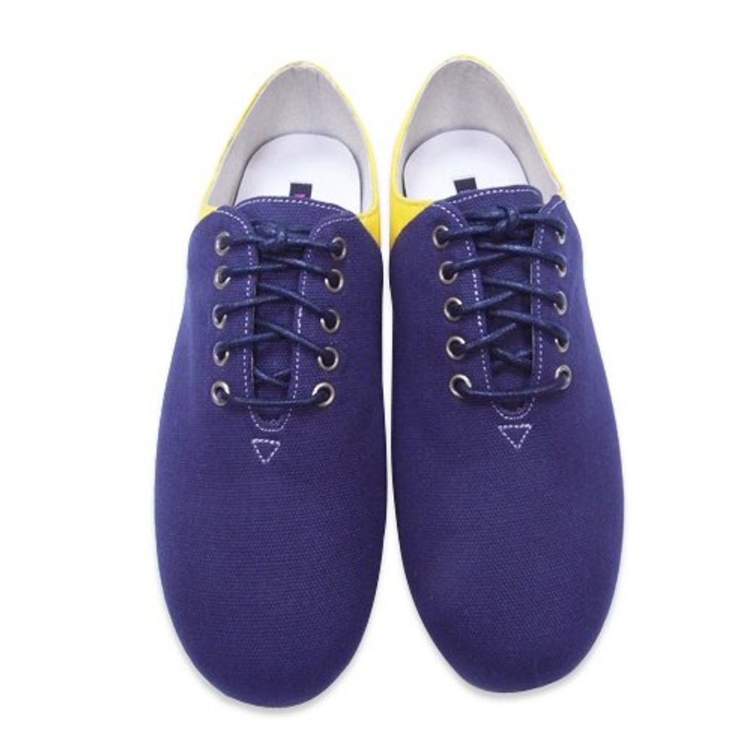 Two Tone Canvas Flat Espadrilles M1105 BlueYellow - 女款休闲鞋 - 棉 卡其色