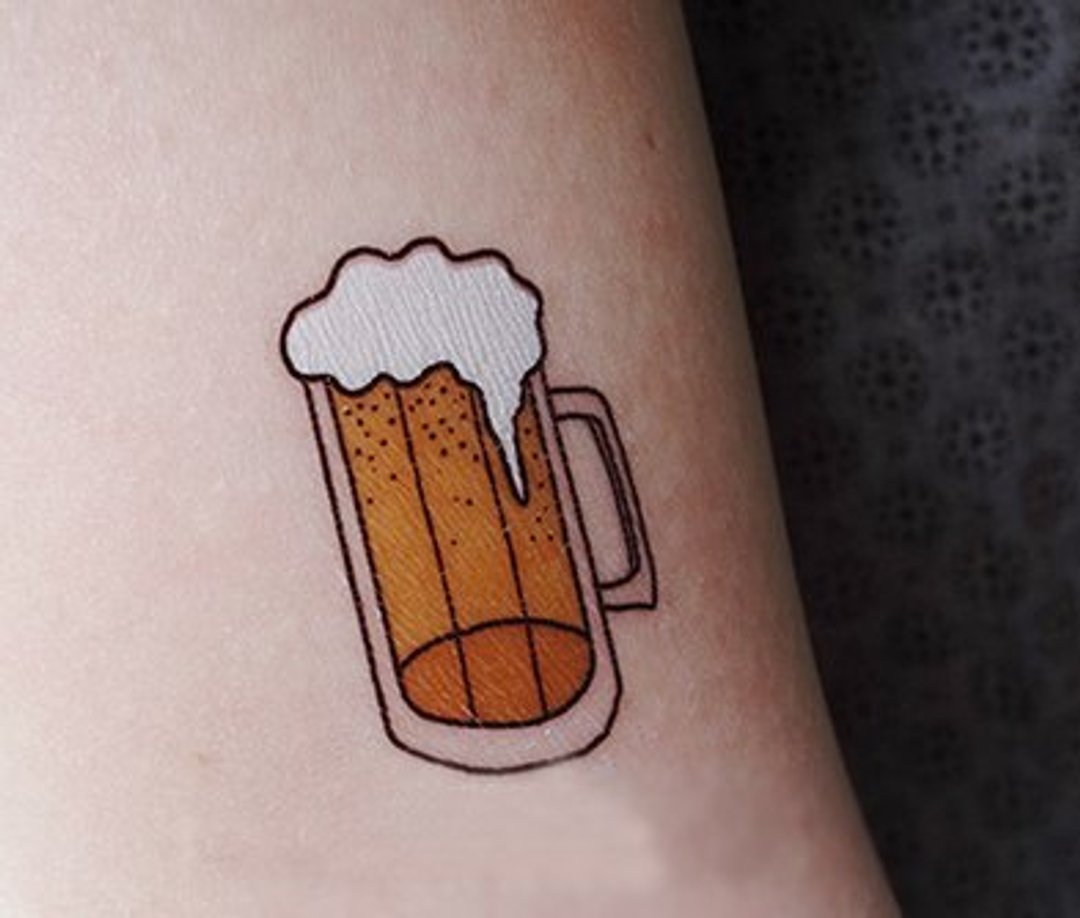 *tattoo* 夏天的冰啤酒喝吧喝吧刺青贴纸 1组2张同款 - 贴纸 - 纸 橘色