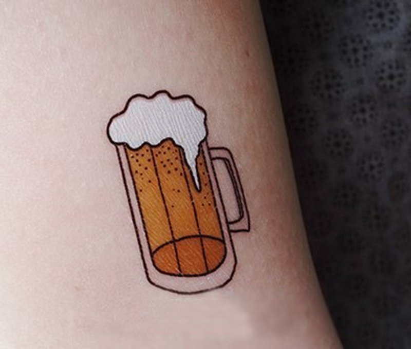 *tattoo* 夏天的冰啤酒喝吧喝吧刺青贴纸 1组2张同款 - 贴纸 - 纸 橘色