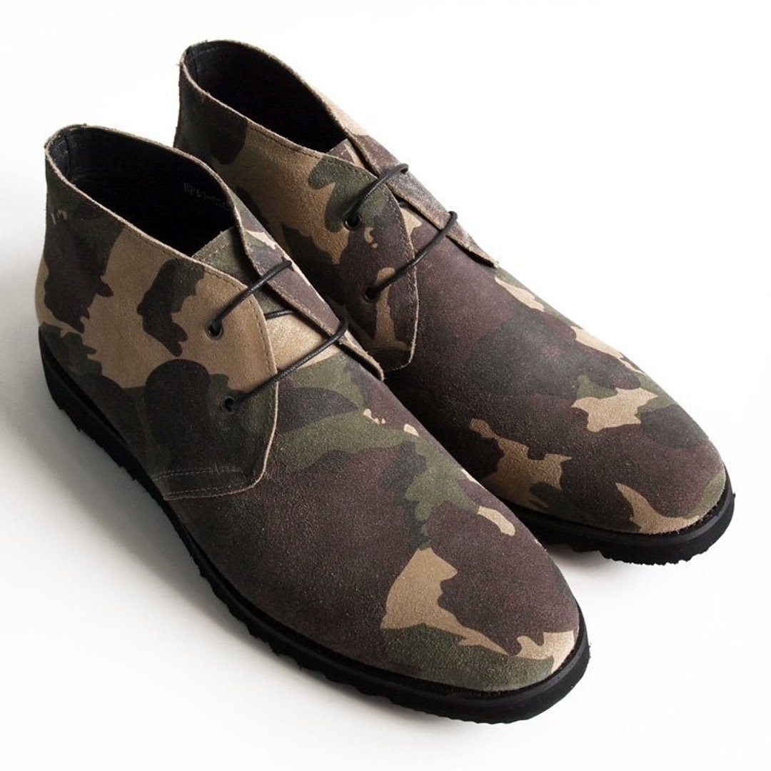 [LMdH]C2C20-49小牛皮麂皮CHUKKA-BOOTS松糕底沙漠靴·迷彩色·免运费 - 男款休闲鞋 - 真皮 卡其色