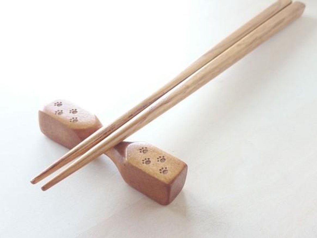 肉球脚印 筷架　堤型 - 筷子/筷架 - 木头 咖啡色