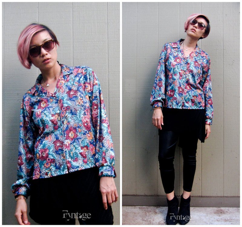 [美国古着] 蜷川实花印卉衬衫 - 女装衬衫 - 其他材质 多色