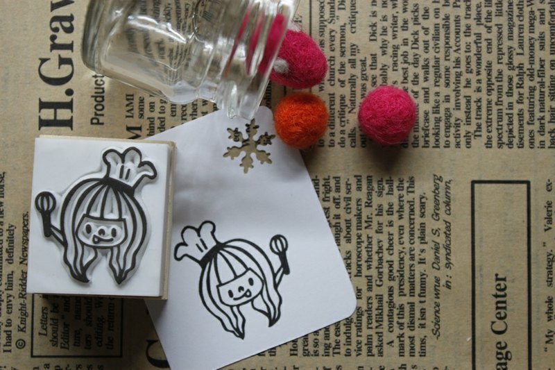 手刻印章 / 厨师女孩 - 其他 - 塑料 白色