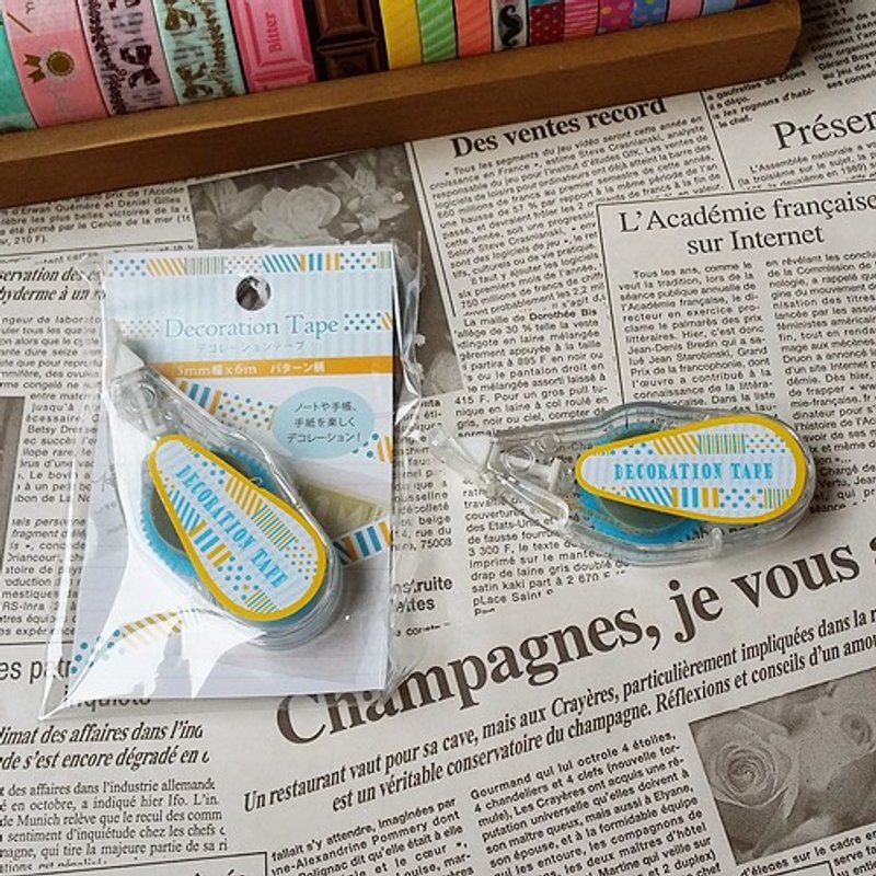 日本 amifa 装饰花边带【点点线条 蓝+黄 (29789)】 - 贴纸 - 其他材质 蓝色