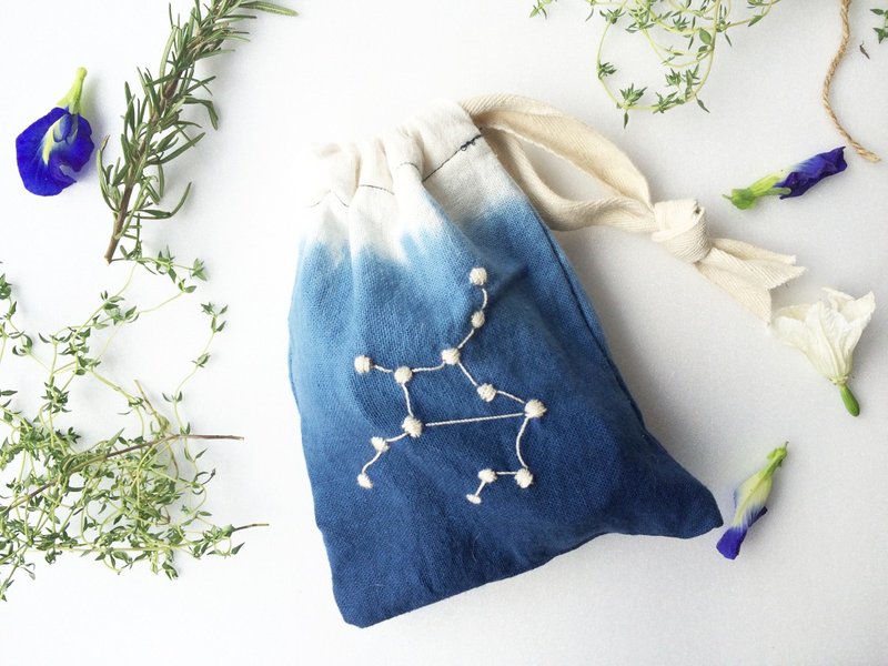 处女座蓝染自然零钱包/随身包 - 化妆包/杂物包 - 棉．麻 蓝色