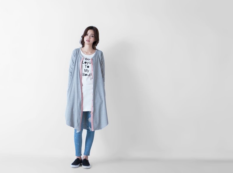 SUMI PLUS+△不收边超长版罩衫小外套▽3AF220_麻花灰 - 背带裤/连体裤 - 棉．麻 灰色