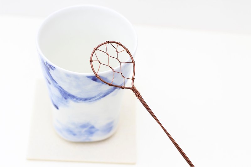 手工金网＿复古风搅拌匙＿铜 - 餐刀/叉/匙组合 - 纸 咖啡色