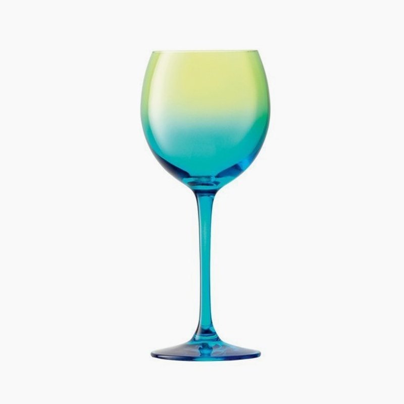 400cc【可刻字的渐层手工杯】(西西里亚黄绿色) 英国LSA Mezzo Wine Glass 彩色玻璃刻字红酒杯 - 酒杯/酒器 - 玻璃 绿色