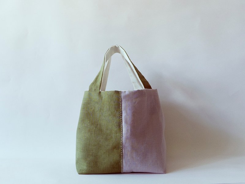 [Mi Sol 小太阳]-简单方块袋-双色-绿灰 - 手提包/手提袋 - 其他材质 绿色