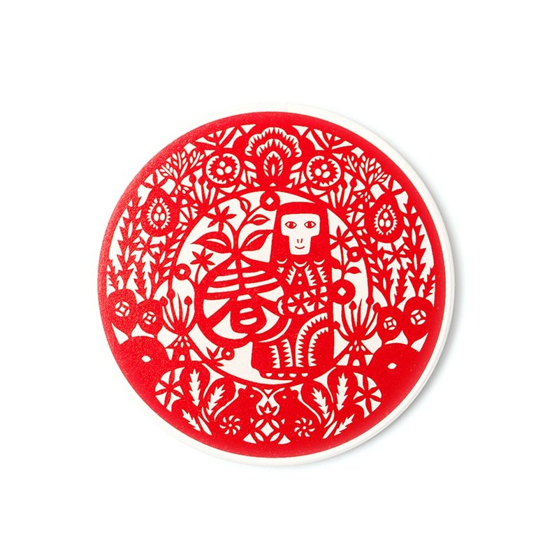 玩美文创_金喜猴年开春杯垫 - 杯垫 - 其他材质 红色