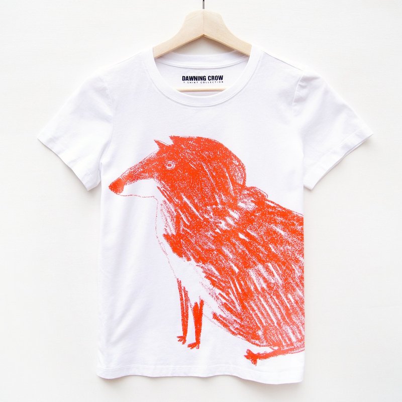 动物图案T恤  大红狗 - 中性连帽卫衣/T 恤 - 棉．麻 红色