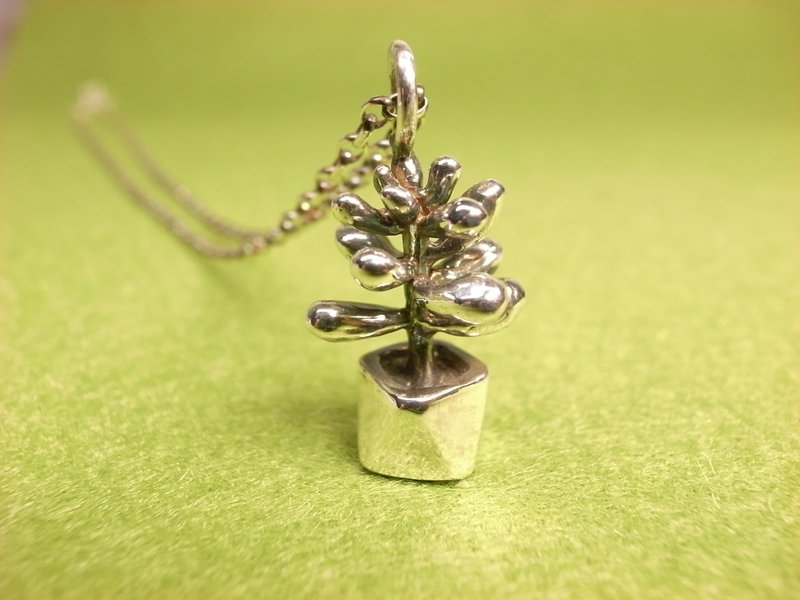 二毛银【多肉植物系列─大款-虹之玉-项链】银 - 项链 - 银 银色