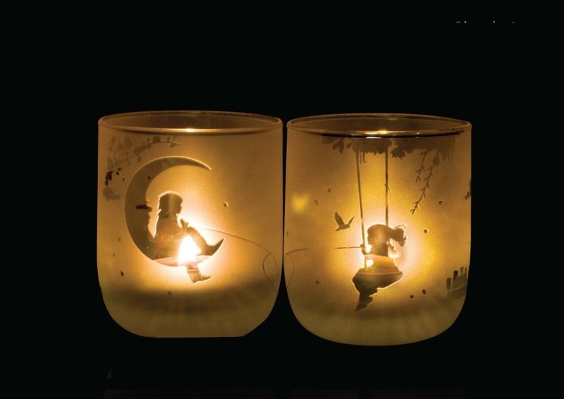 【Destined Pair  B款蜡烛灯座】礼物纸袋包装 命中注定的恋人永不再错过彼此 祝贺精品手工蜡烛灯座 生日礼物 装饰 刻字 送礼 结婚礼物 蜡烛灯座 定制化 度身订制 蜡烛灯座 - 其他 - 玻璃 