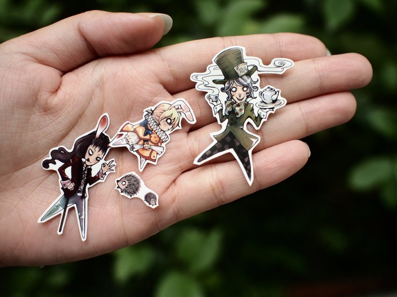 ZoeL * 爱丽丝插画 * 迷你人物贴纸。下午茶会款 - 贴纸 - 纸 绿色