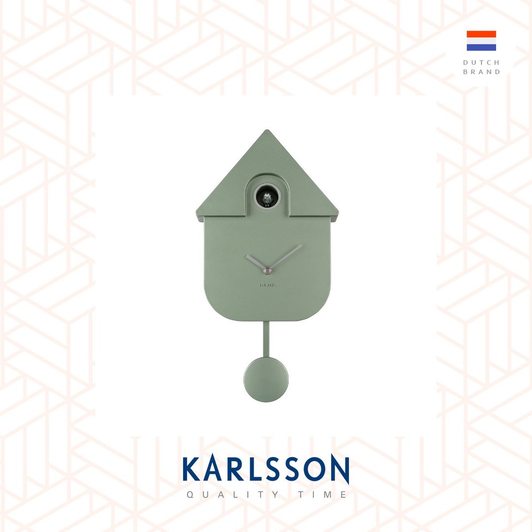 荷兰Karlsson, Modern Cuckoo电镀绿色摇摆布谷鸟挂钟 (整点报时) - 时钟/闹钟 - 塑料 绿色