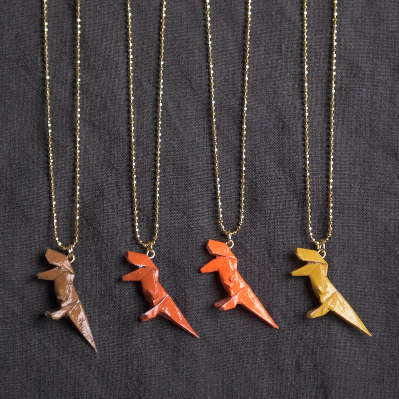 \迷你暴龙/ 折纸项链_棕色 / 红棕 / 亮橘 / 土黄 - 项链 - 纸 多色