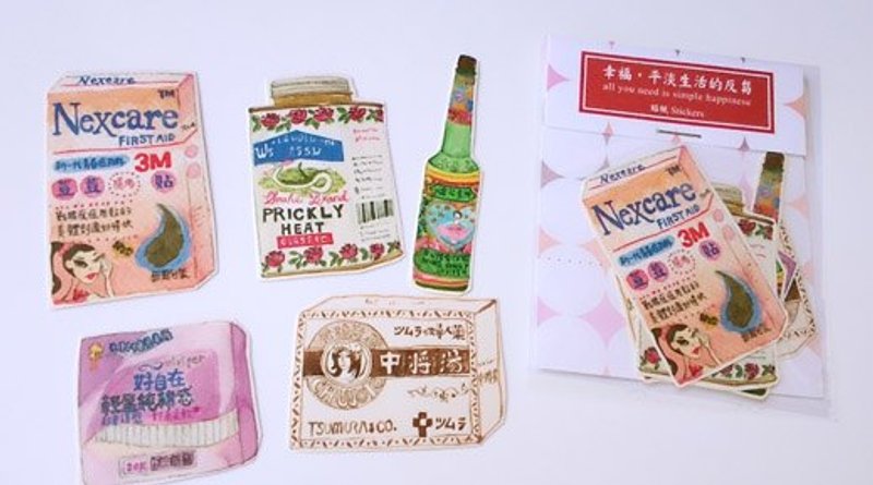 针线球 小物贴纸(妇) - 贴纸 - 纸 红色