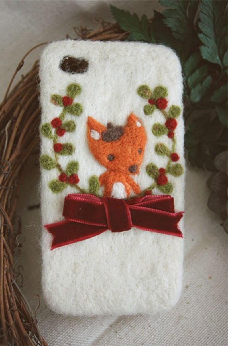 秋日俏皮狐狸花圈羊毛毡IPHONE6手机壳 - 手机壳/手机套 - 羊毛 白色