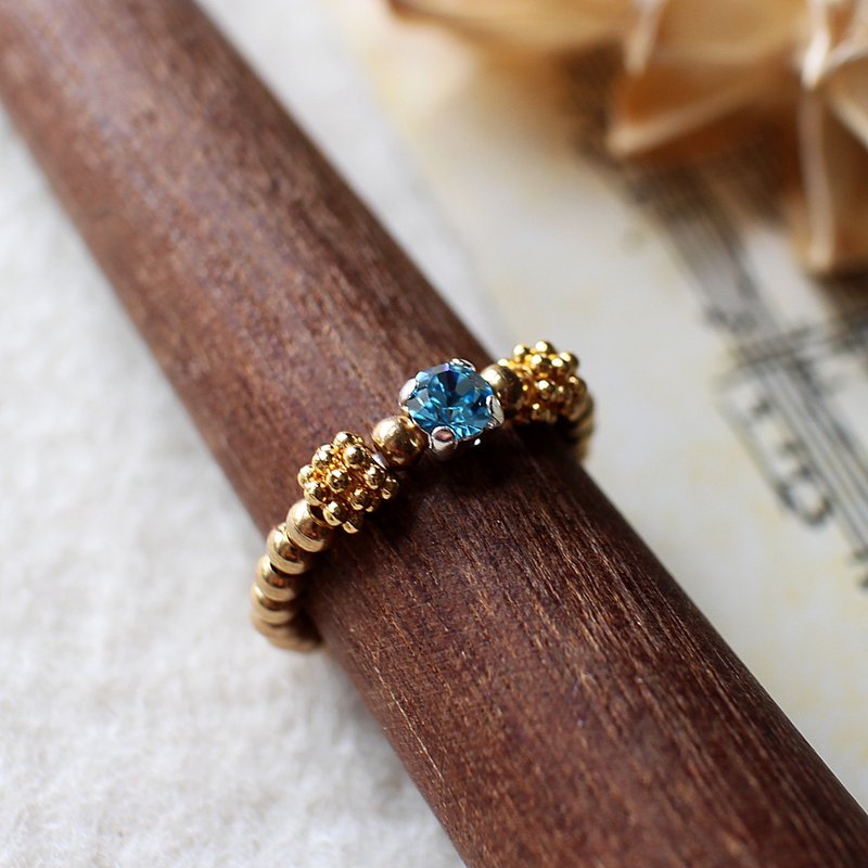 EF黄铜戒指流金岁月NO.148花圈浅蓝色水钻 - 戒指 - 其他材质 蓝色