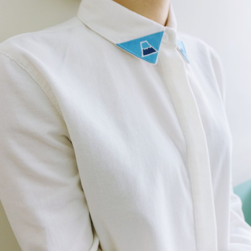 尖角富士山灯芯绒长袖衬衫 - 女装衬衫 - 其他材质 白色