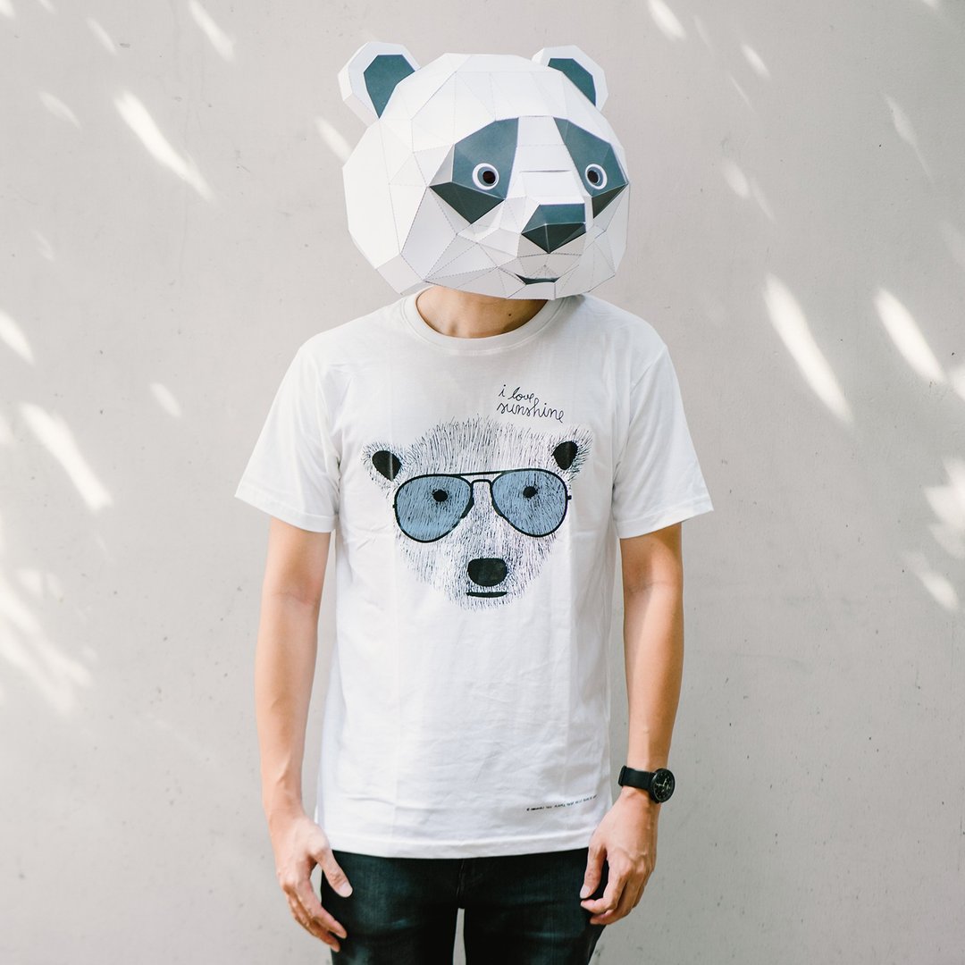 熊爱阳光 北极熊变色 T-shirt - 中性连帽卫衣/T 恤 - 棉 白色