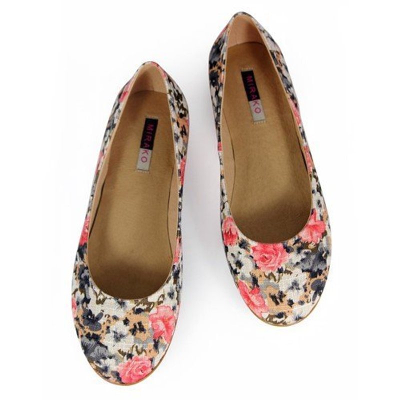 Musical W1042 Floral - 芭蕾鞋/娃娃鞋 - 棉．麻 