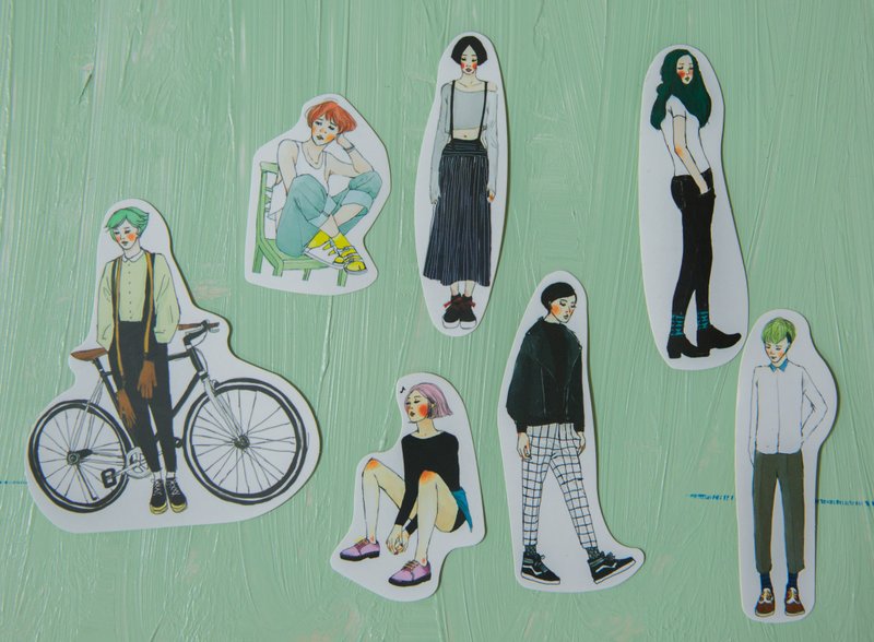 风格女子亥 力量系列贴纸组 7入 - 贴纸 - 纸 多色