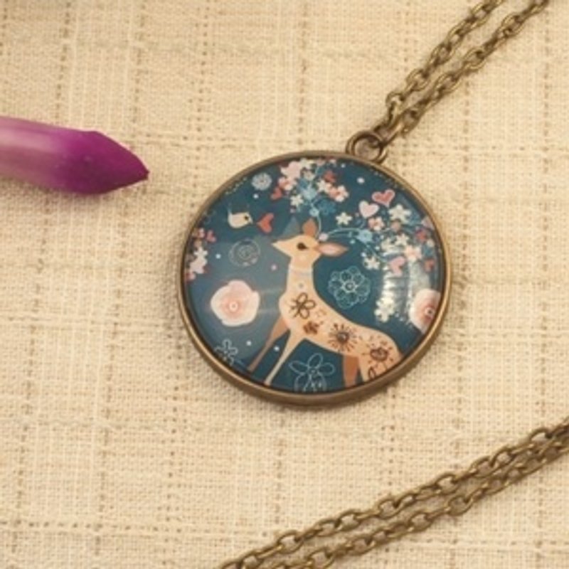 心花鹿放毛衣长颈炼·轻灵之森复古疗愈系 - 项链 - 其他材质 蓝色