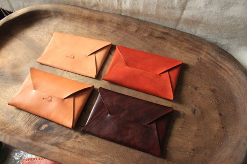 私藏微笑纯牛皮信封名片夹-四种颜色- 可刻字 - 名片夹/名片盒 - 真皮 红色