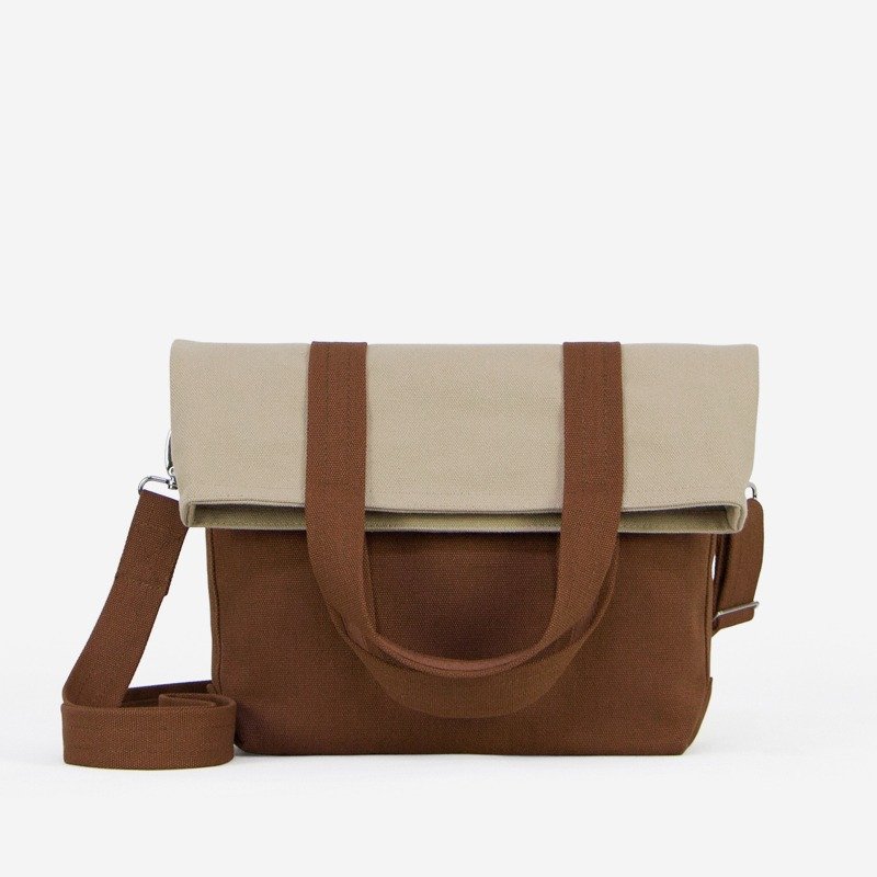 帆布邮差包小号 多用手提包肩背包斜背包8色可选休闲外出女友礼物 - 侧背包/斜挎包 - 棉．麻 咖啡色
