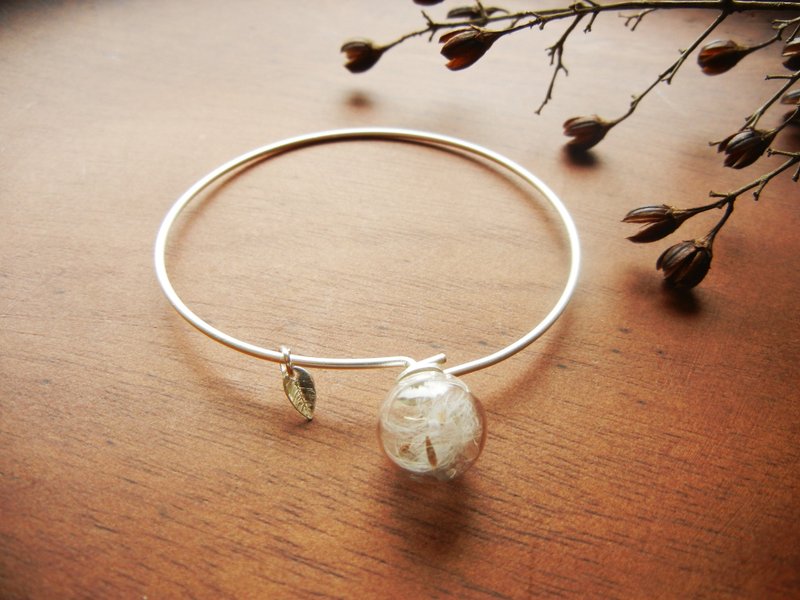 *coucoubird*蒲公英小叶手环-雾银 - 手链/手环 - 玻璃 白色