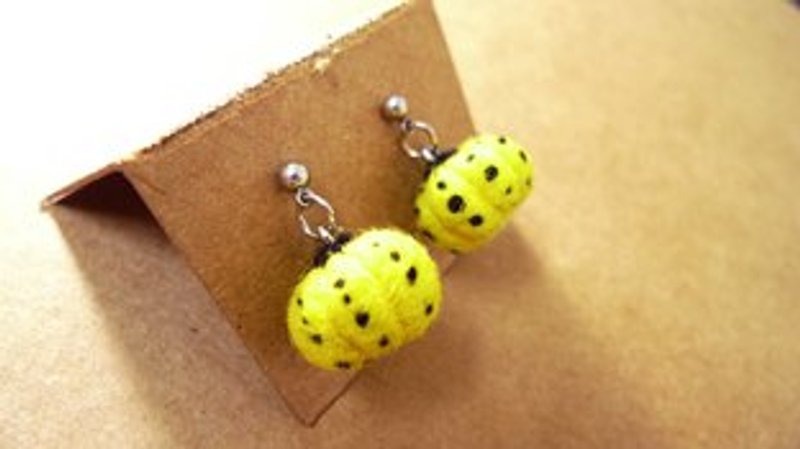 假的草间弥生南瓜-耳环 - 耳环/耳夹 - 其他材质 黄色