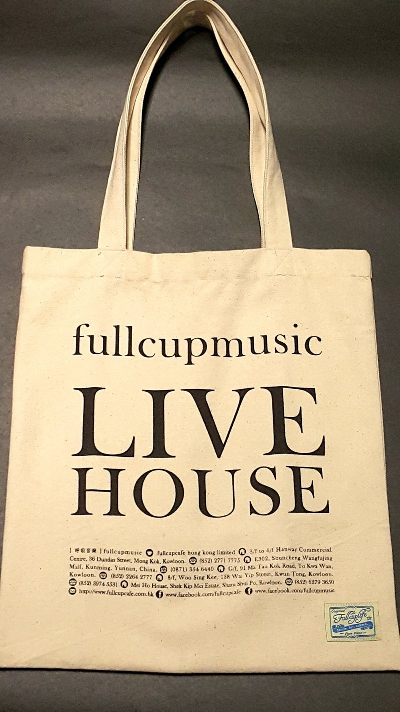 呼吸生活。fullcupmusic LIVE HOUSE - 米色麻布TOTE BAG - 手提包/手提袋 - 其他材质 卡其色
