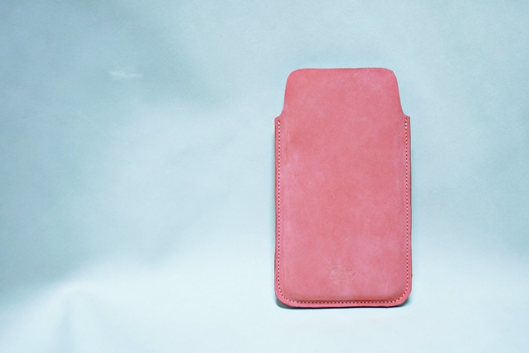 纯净。极简iphone6+ 牛革手机套。baby peach。米白缝线。 for iphone6 plus  。 - 手机壳/手机套 - 真皮 粉红色