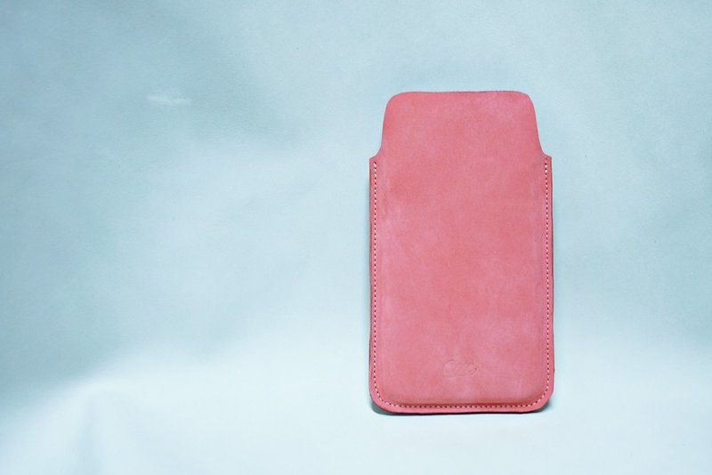纯净。极简iphone6+ 牛革手机套。baby peach。米白缝线。 for iphone6 plus  。 - 手机壳/手机套 - 真皮 粉红色