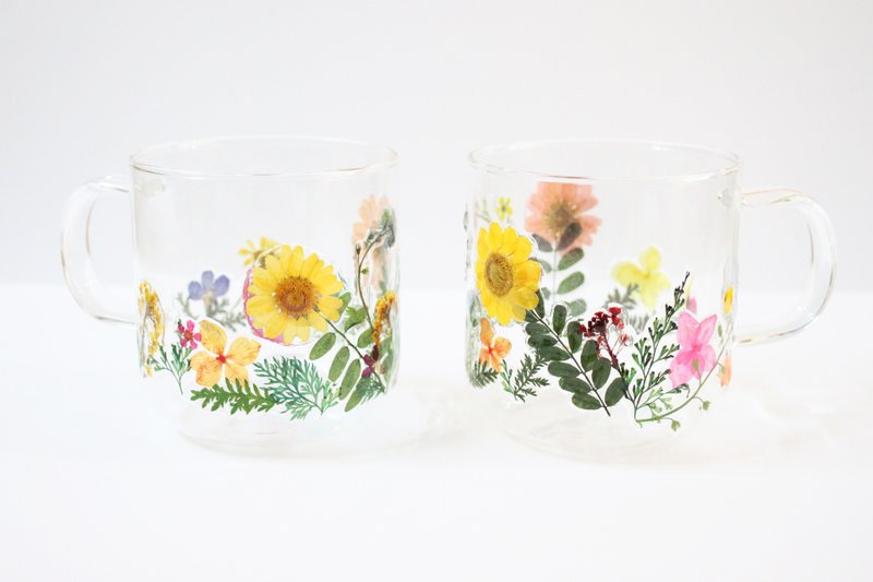 定制订单 - 押花茶杯 无印良品耐热有耳杯子 - 茶具/茶杯 - 植物．花 多色