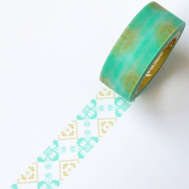 NICHIBAN Petit Joie Mending Tape 花漾胶带【绿叶花砖 (PJMD-15S002)】 - 纸胶带 - 其他材质 绿色