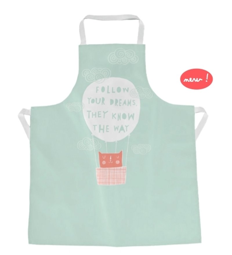 棉柔围裙－追随妳的梦想 - 围裙 - 棉．麻 绿色