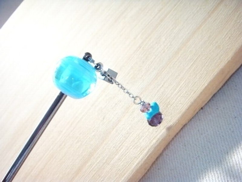 柚子林手工琉璃 - 发簪 - 经典混色(浅海蓝) - 发饰 - 玻璃 蓝色