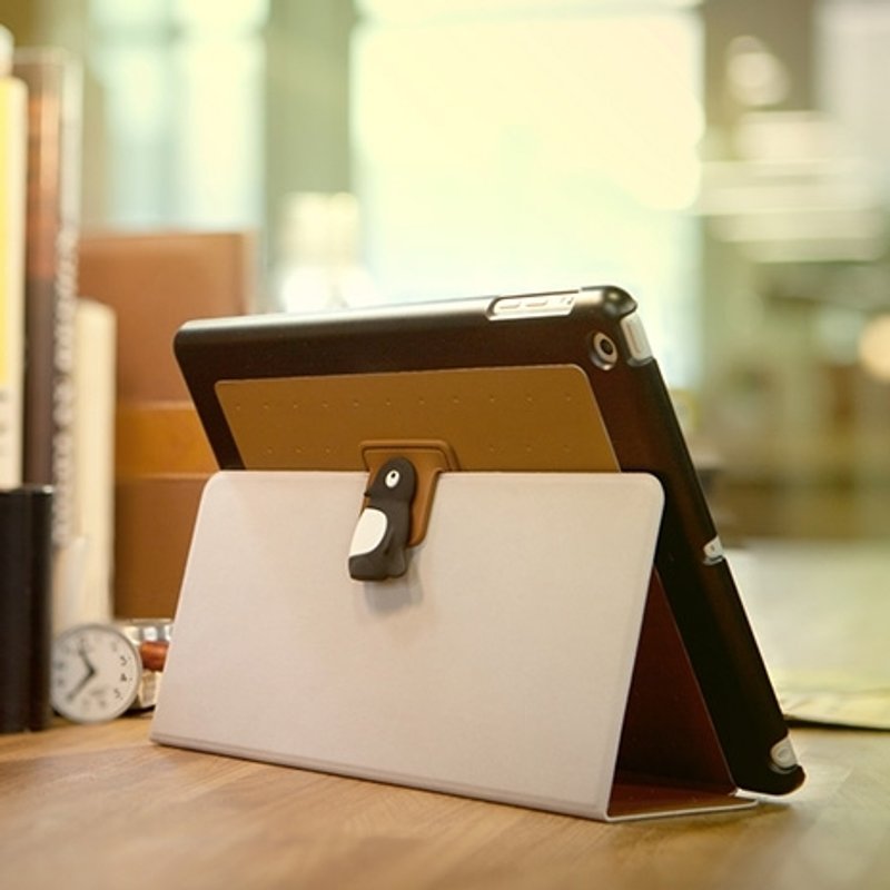 iPad Air 掀盖可立式保护套 - 企鹅Maru - 其他 - 硅胶 咖啡色